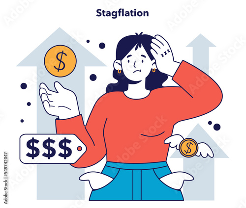 Stagflation. Price increases and the value of money recession.