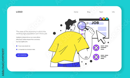 Unemployment web banner or landing page. The state of the economy
