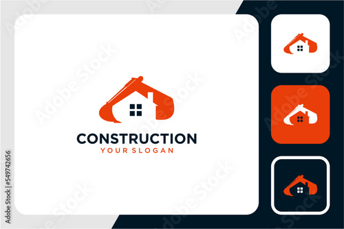 construction logo design with excavator
