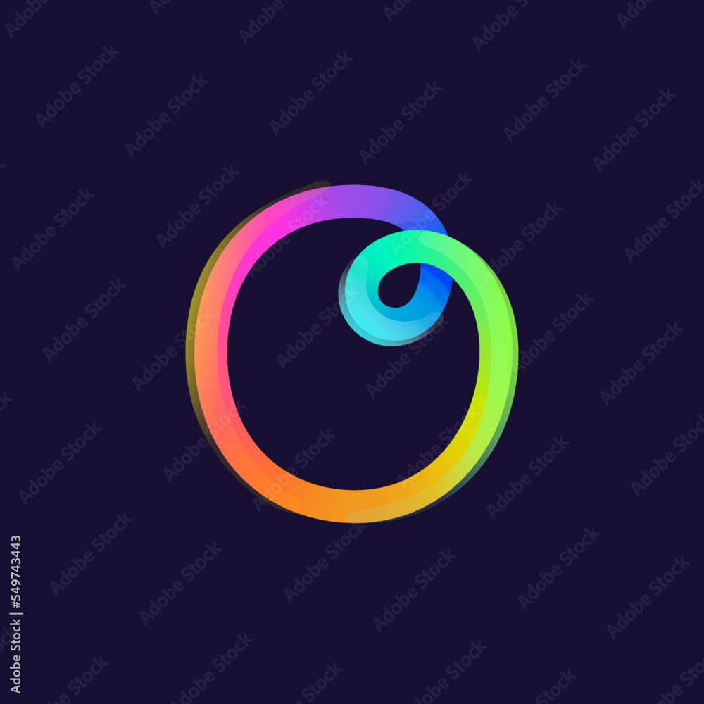 Letter D logo. Rainbow gradient one line icon. Overlapping multicolor emblem with glossy shine. Letter D logo. Rainbow gradient one line icon. Overlapping multicolor emblem with glossy shine.