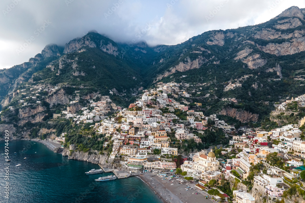 Aerial view of Positano on the Amalfi Coast, Salerno, Campania, Italy. Aerial view of Positano on the Amalfi Coast, Salerno, Campania, Italy.