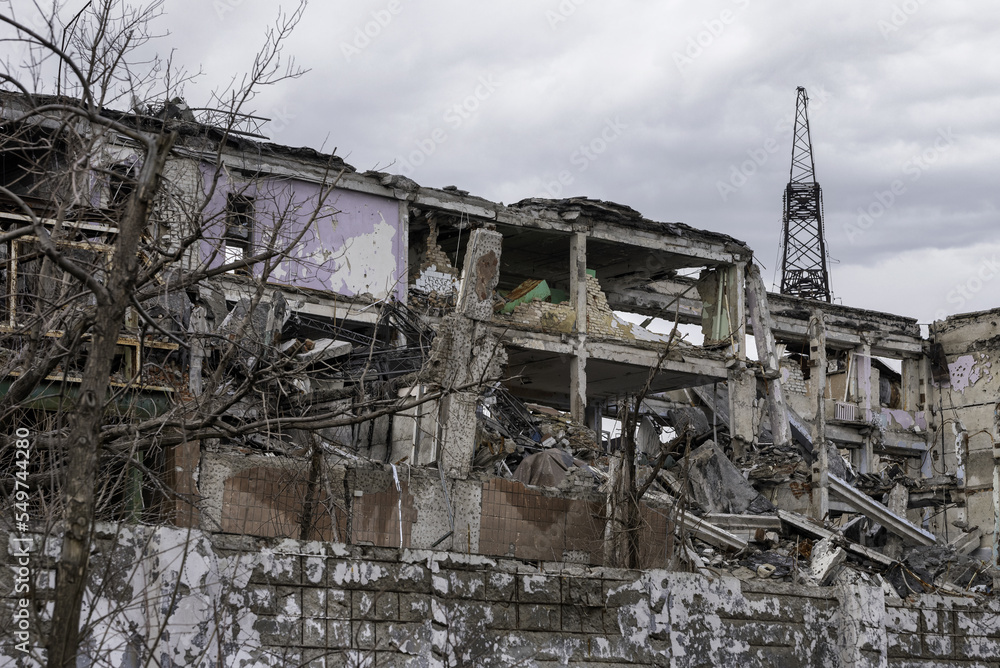 destroyed buildings of the workshop of the Azovstal plant in Mariupol Ukraine destroyed buildings of the workshop of the Azovstal plant in Mariupol Ukraine