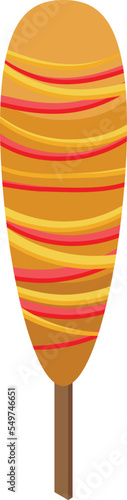Ketchup corn dog icon isometric vector. Hot food. Fried stick