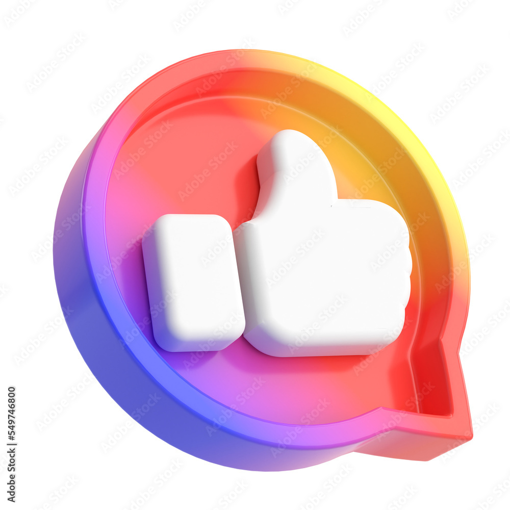 Like icon. 3D icon. 3D illustration. Like icon. 3D icon. 3D illustration.
