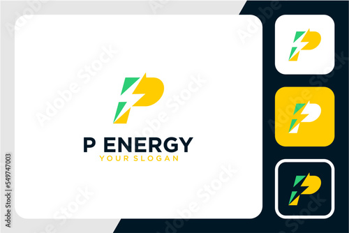 energy logo design with letter p