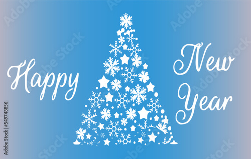 New Year decorative background with snowflakes and stars