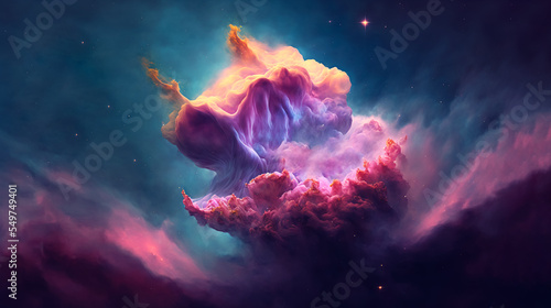 Abstract art. Colorful painting art of a Nebula or galaxy in space. Background illustration. Digital art image.