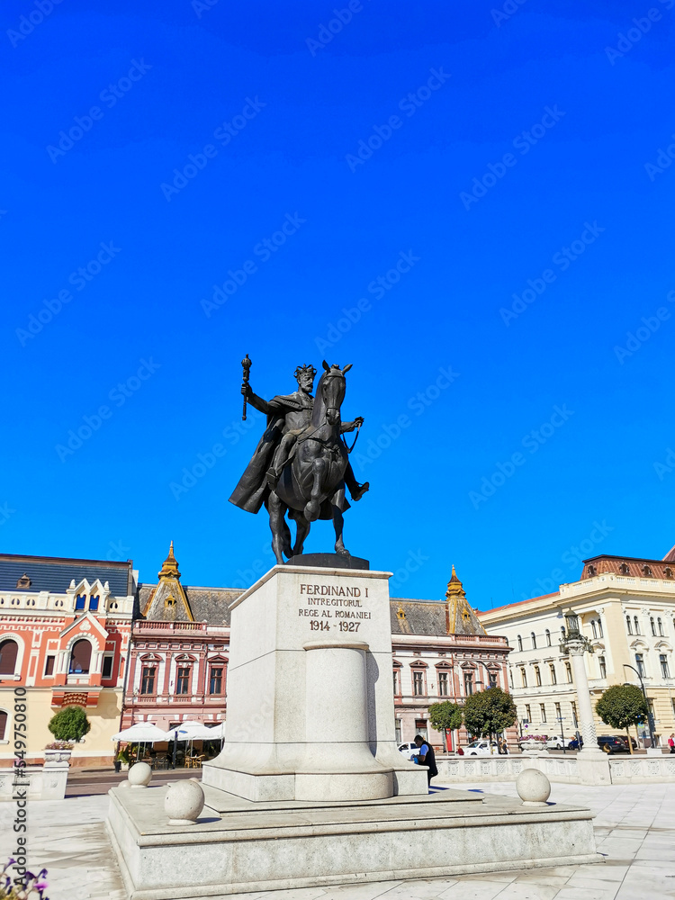 The statue of King Ferdinand 1 of Romania in Oradea