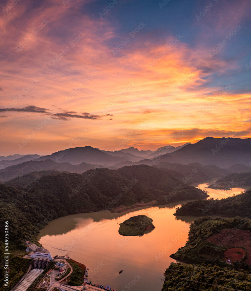 Fototapeta premium Ba Be National Park,Vietnam in sunset