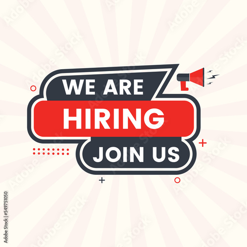 we are hiring banners with geometrical shape join us