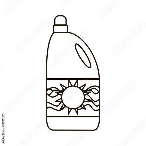 Vector Outline Illustration of Household Cleaning Bottle Isolated on White Background