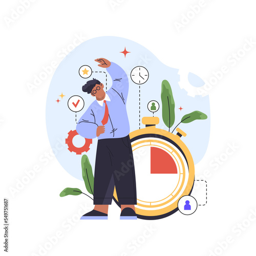 Businessman or worker takes a break, vector image.