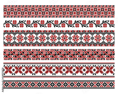 Set of national ukrainian pattern or cross stitch