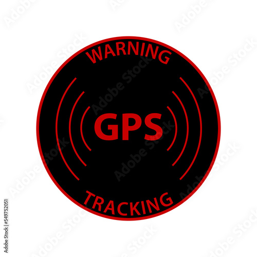 Warning GPS tracking black, red. Alarm system warning. Protected by GPS. GPS Sticker Anti Theft Vehicle Tracking Security. GPS Alarm Security Caution Warning