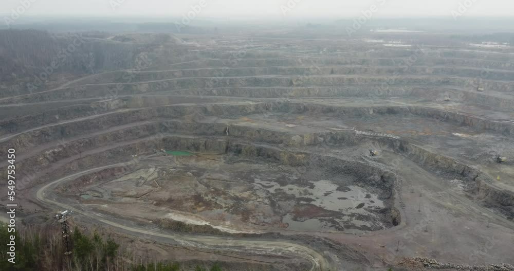 Air view of an amber quarry. Panoramic view of the extraction of amber in the quarry Air view of an amber quarry. Panoramic view of the extraction of amber in the quarry