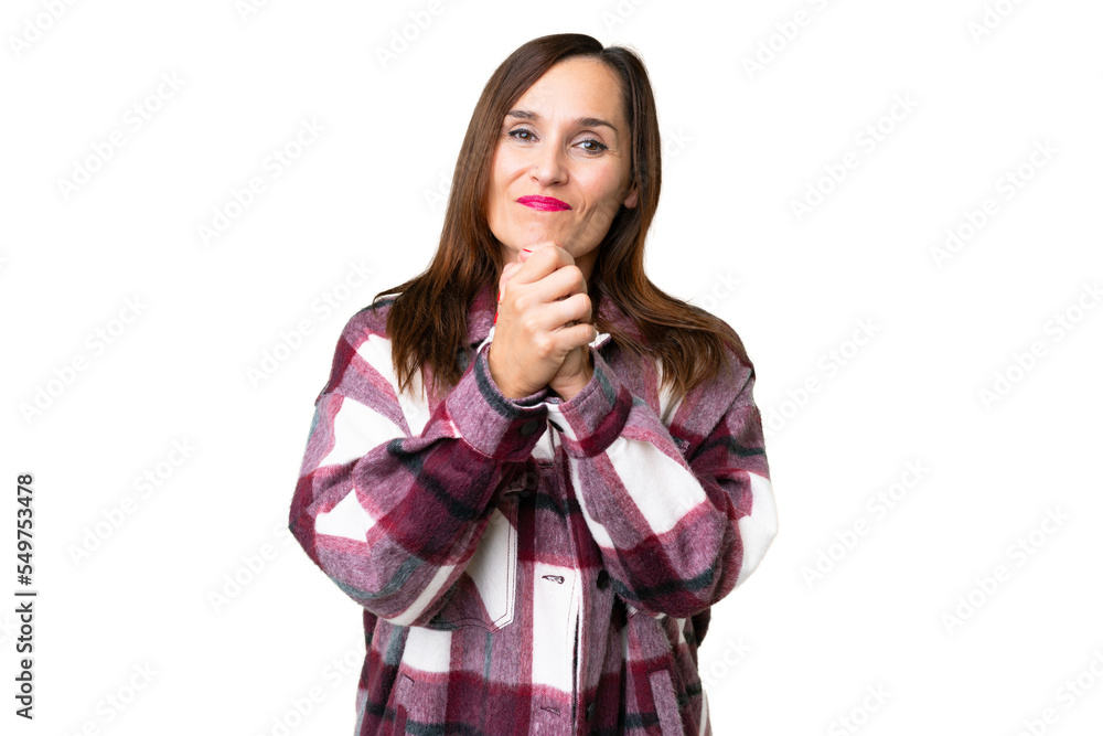 Middle age woman over isolated chroma key background laughing Middle age woman over isolated chroma key background laughing
