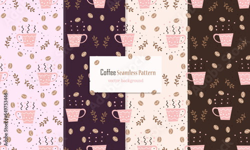 Drink seamless pattern with coffee cup design