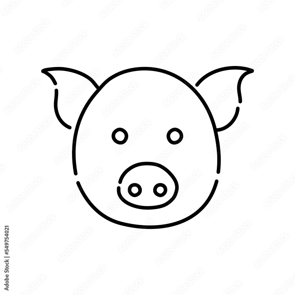 Pig doodle icon. Hand drawn black sketch. Vector Illustration. Pig doodle icon. Hand drawn black sketch. Vector Illustration.