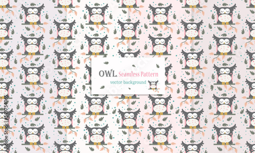 Fototapeta Naklejka Na Ścianę i Meble -  Animal seamless pattern with cute owl design