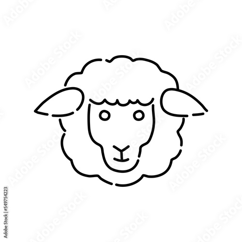Sheep doodle icon. Hand drawn black sketch. Vector Illustration.