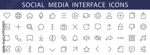 Social Media & Network Interface icons set. Social Network interface editable stroke icons. Vector