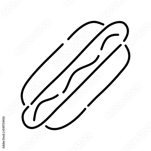 Hot dog doodle icon. Hand drawn black sketch. Vector Illustration.