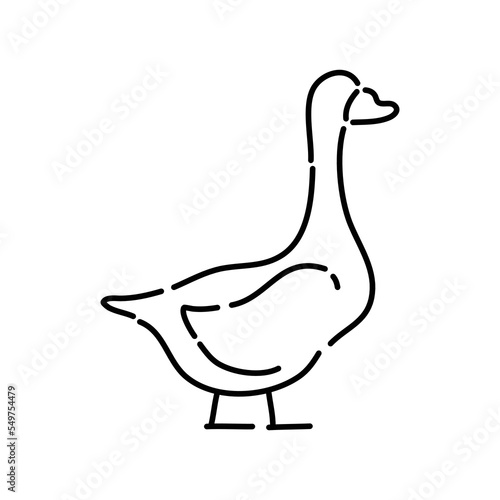 Goose doodle icon. Hand drawn black sketch. Vector Illustration.