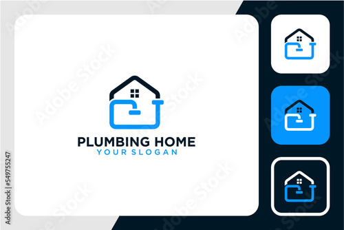 plumbing logo design with house