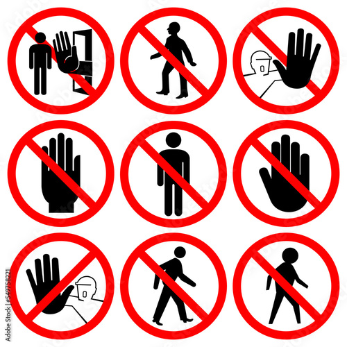 Fotografie, Obraz Set Of Do Not Touch, No Access Symbol Sign, Vector Illustration, Isolate On White Background