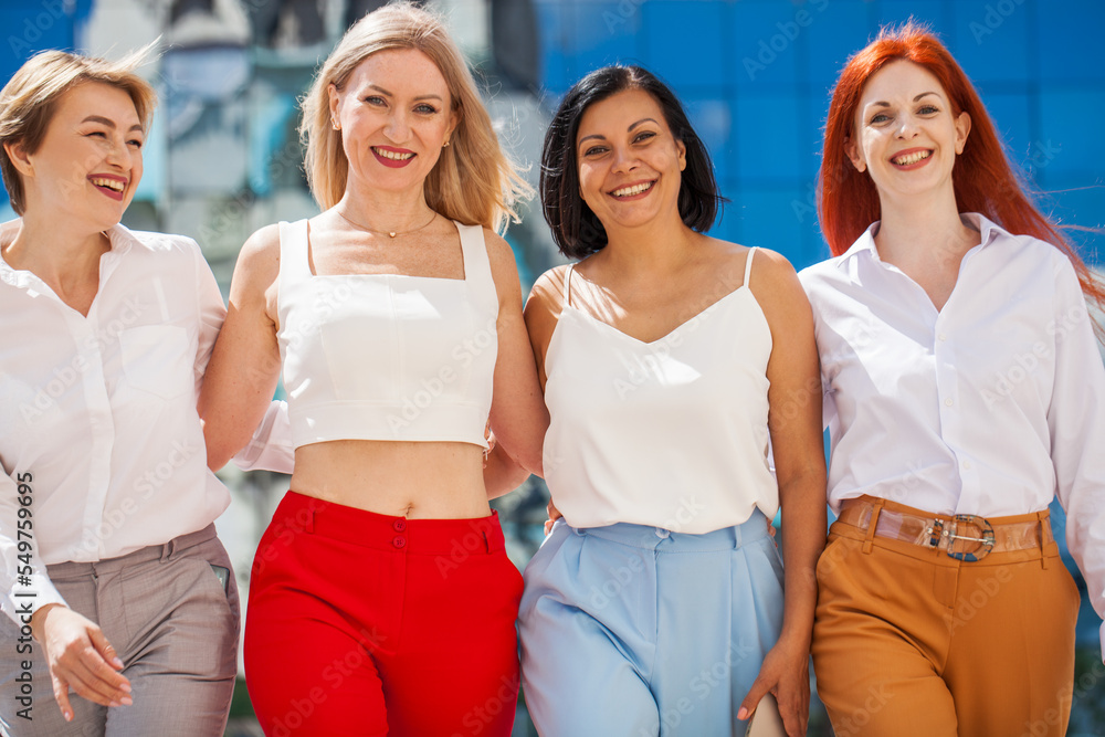 Portrait of four business women outdoors Portrait of four business women outdoors