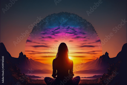 Fotobehang Sound healing therapy and meditation , uses aspects of music to improve health and well being
