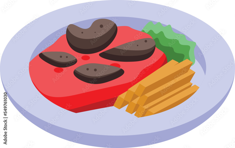 Sea food icon isometric vector. Portugal cuisine. Meal dish Sea food icon isometric vector. Portugal cuisine. Meal dish