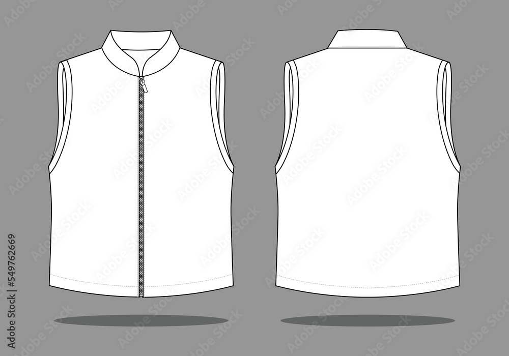 Blank White Vest Template on Gray Background. Front and Back Views Blank White Vest Template on Gray Background. Front and Back Views
