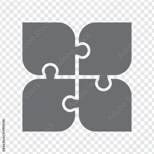 Simple icon puzzle in gray. Simple icon puzzle of the four elements  for your design. EPS10.