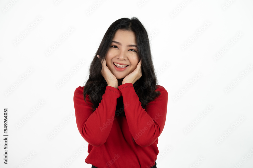 Happy asian young woman against isolate on white background. Happy asian young woman against isolate on white background.