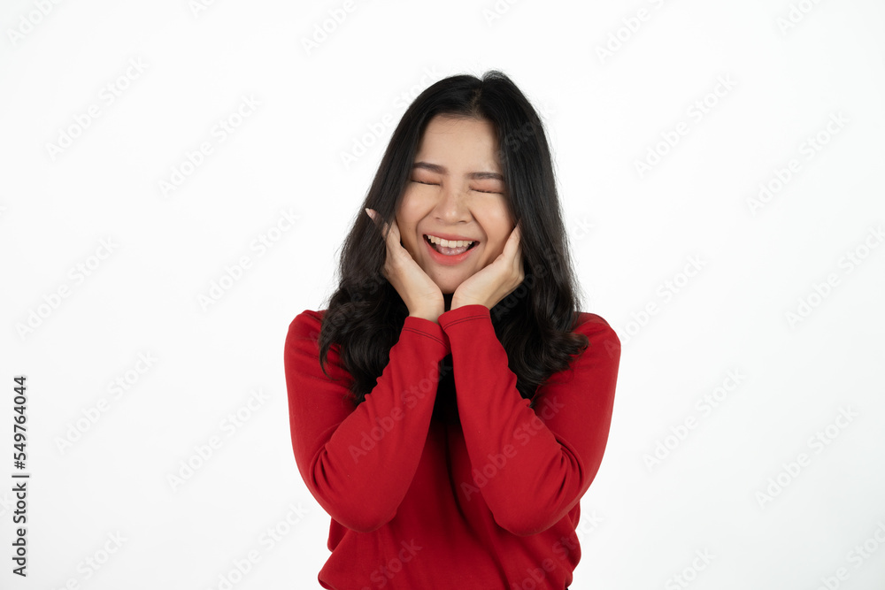 Happy asian young woman against isolate on white background. Happy asian young woman against isolate on white background.