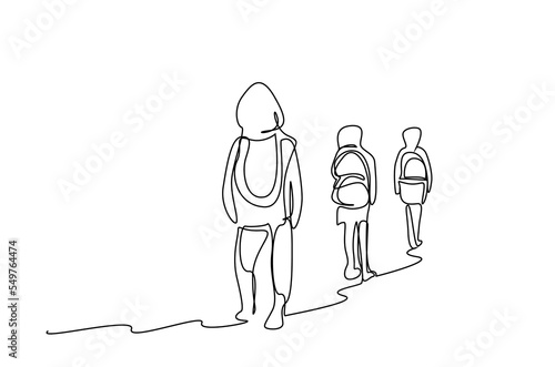 people nature trekking hiking walking together back view