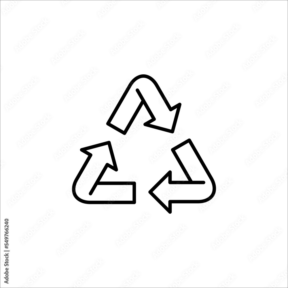 Recycling icon vector technology symbol on white background Recycling icon vector technology symbol on white background