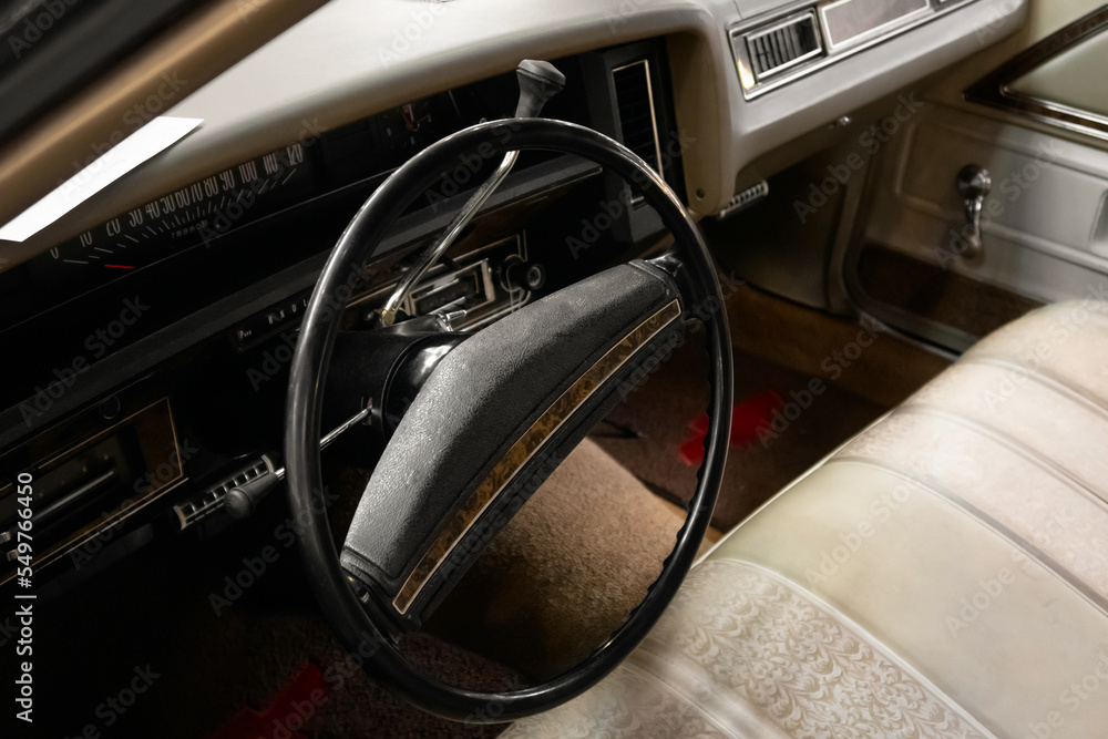 Photo of the interior of an old car Photo of the interior of an old car