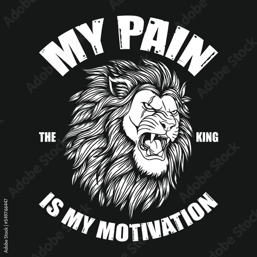 Canvas Print Angry lion head with quotes vector illustration
