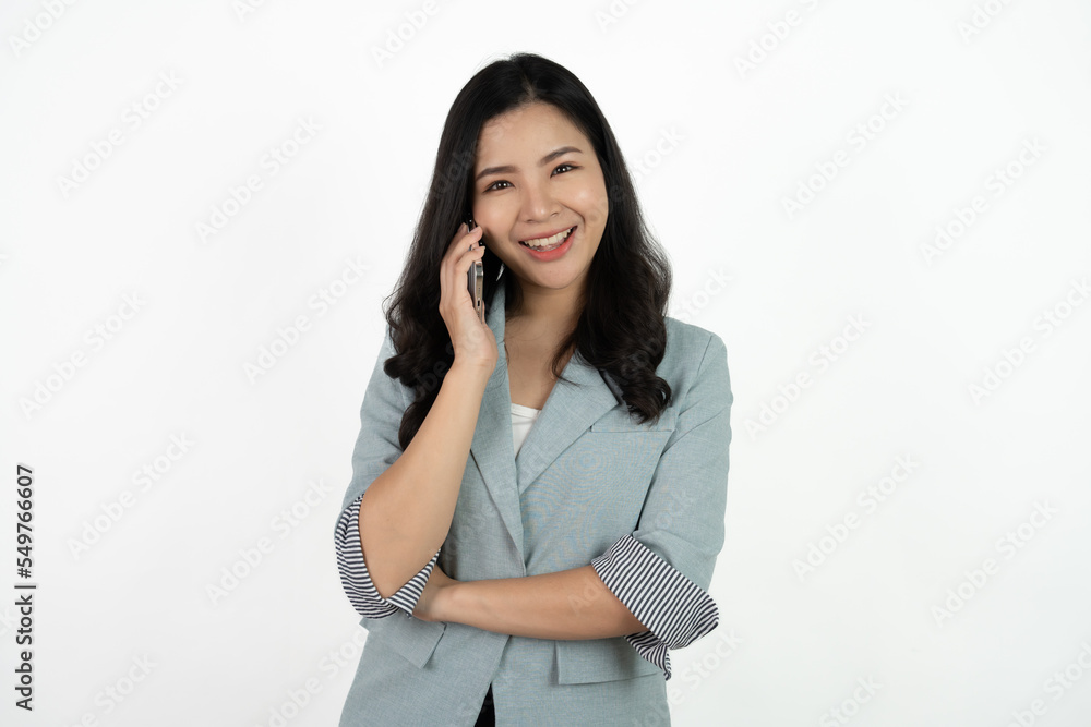 Surprise asian beautiful woman using smartphone isolated on white background. Surprise asian beautiful woman using smartphone isolated on white background.