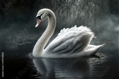 Fototapeta Naklejka Na Ścianę i Meble -  Reflected swan.