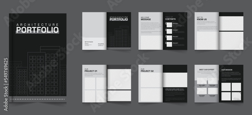 Architecture portfolio or Architect Portfolio Layout or interior portfolio Brochure template design 
