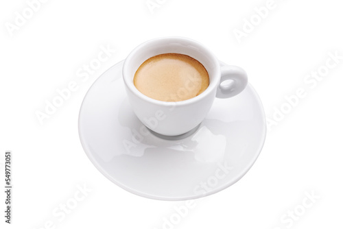 Studio shot of espresso coffee in a white cup