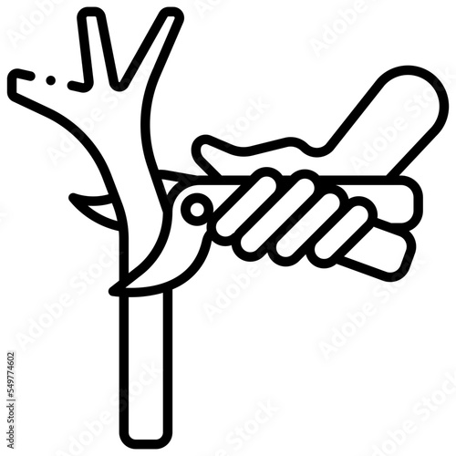 pruning branch using pruning shears icon