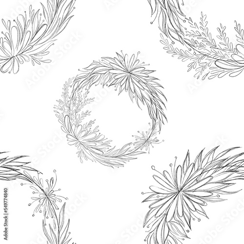 Wallpaper Mural set of flowers. Minimalist seamless pattern with plant elements. Pattern for textiles, wallpaper, postcards, fabrics, notebooks. Torontodigital.ca