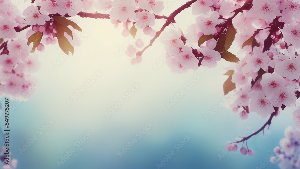 Cherry Blossoms, Falling petal over the romantic tunnel of pink flower trees, Pink sakura flowers, dreamy romantic image spring.