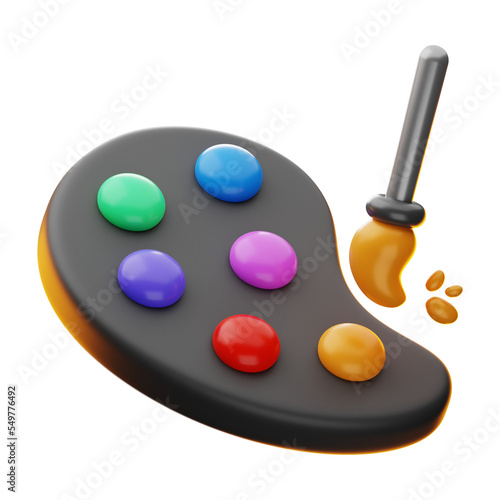 Premium Graphic Design color brush pallette icon 3d rendering on isolated background PNG