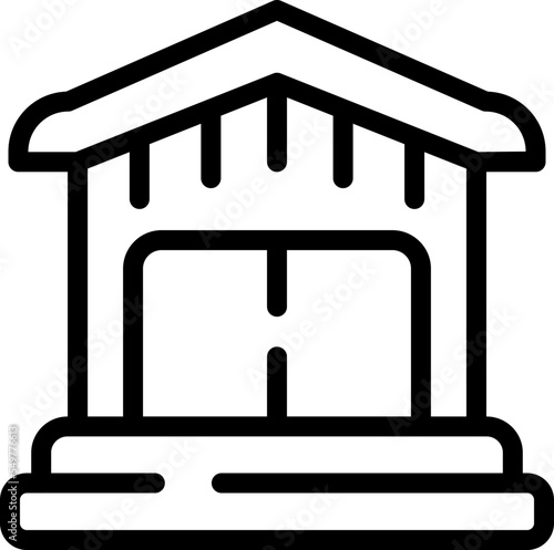 Wood house icon outline vector. Cambodia city. Trip art