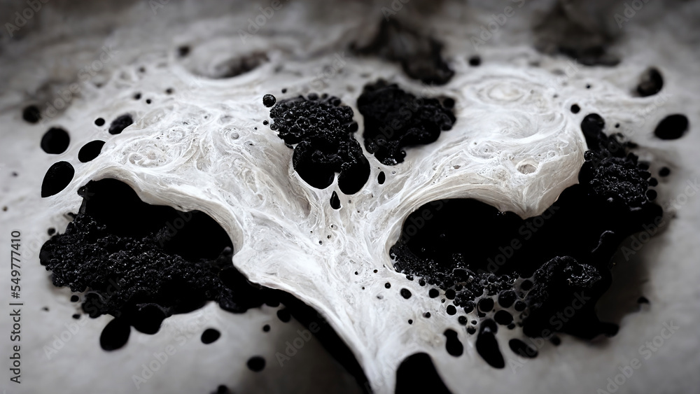 Wave Ink Splat Ink splash. Bubble fluid. Liquid spill wave. Black pearl white paint ...